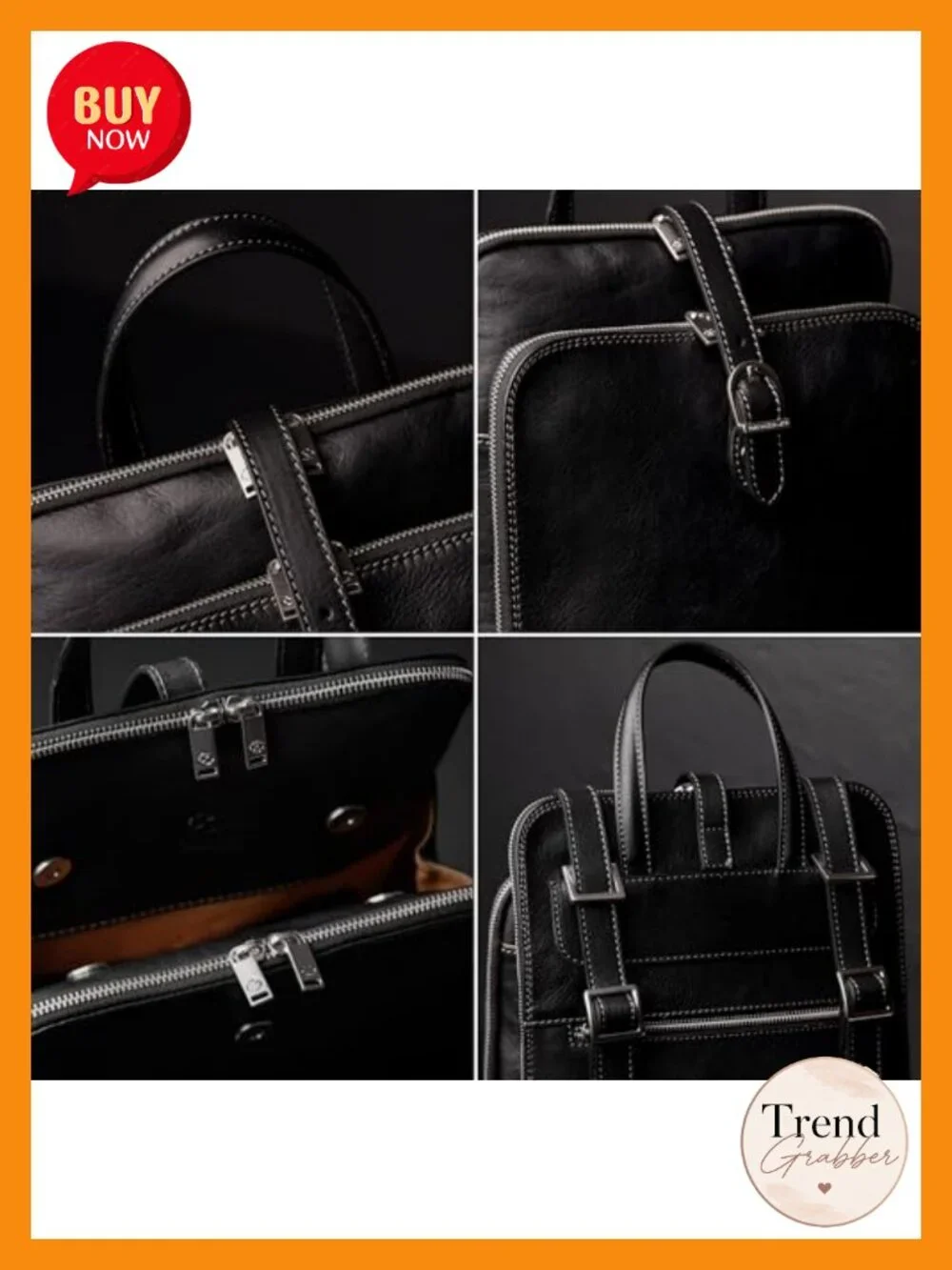 Full Grain Leather Convertible Backpack Shoulder Bag Fits 13